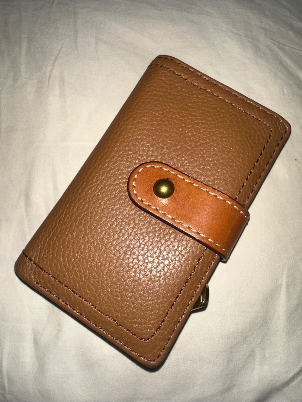 Brown Leather Snap Wallet smooth button closure 
8-10 condition